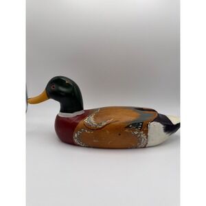 Vintage Hand Painted Wooden Mallard Duck Decoy Figurine Cabin Decor Taiwan